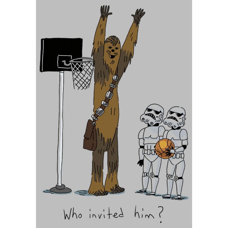 Men's Star Wars Chewbacca Basketball Who Invited Him Long Sleeve Shirt, 2 of 5