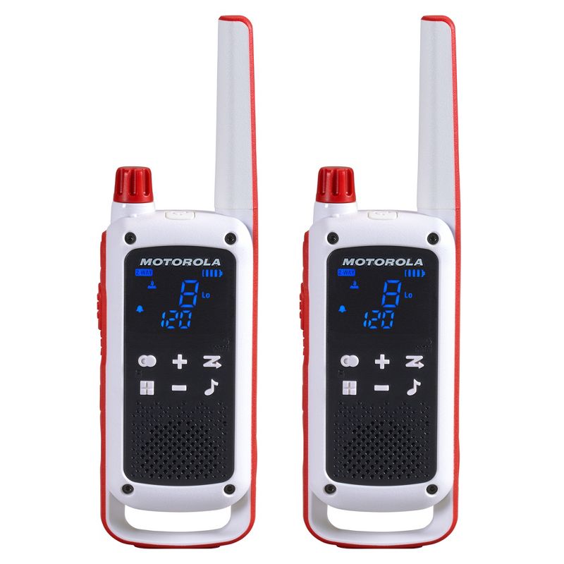 Motorola Solutions T478 35 mi. Red Cross Emergency Preparedness Two-Way Radio White/Red 2-Pack w/ dock, 1 of 8