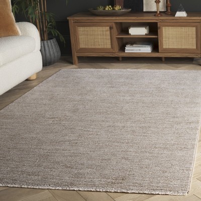 Beige Synthetic Hand-knotted Rectangular 4' x 6' Area Rug