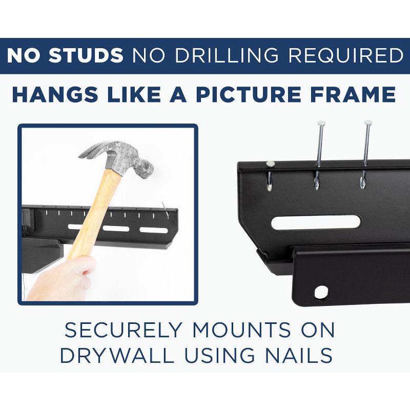 Mount-It! No Stud TV Wall Mount | Low-Profile Tilting Hanger Mount for No-Damage No Drill Dry Wall Installation | 110 Lbs. Weight Capacity | Black, 3 of 9