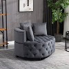 Modern Velvet Accent Chair With Button Tufting,Solid Wood Legs,And High-Density Foam,Classical Barrel Design,Includes 3 Throw Pillows-Cuddlewood - 2 of 4