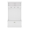 Okak Modern Hall Tree with Storage Shoe Bench, Freestanding Coat Rack with 3 Hooks and 2 Shelves, Entryway Storage for Living Room, White - 3 of 4