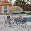 Coucheta 6-Piece Patio Dining Set with Umbrella, 4 Folding Chairs & Tempered Glass Table, Outdoor Furniture Set for Garden & Deck - 3 of 4