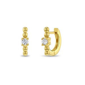 Girls' Polished Front CZ 6mm 14k Yellow Gold Hoop Earrings - In Season Jewelry - 1 of 3