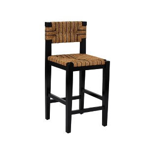 Storied Home Willowbrook Counter Height Barstool Black: Mahogany Frame, Handwoven Seagrass, No Assembly Required - 1 of 4