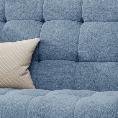 Alisa Blue Tufted Fabric Mid-Century Modern Loveseat