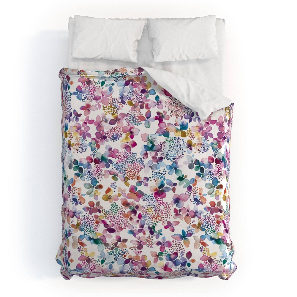 Photos - Bed Linen Deny Designs King Ninola Design Hydrangea Flowers Duvet Set Purple: 300 Thread Count, Microfiber, King Shams Included