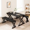 Dining Table Set for 4, Sturdy Metal Kitchen Table Set with X Metal Frame Space Saving, Ideal for Kitchen, Apartment, Studio, Black - 2 of 4