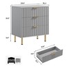 3 Drawer Dresser for Bedroom, Fluted Modern Nightstand with Deep Drawers, Multi-Functional Wooden Organizer for Living Room, Hallway, and Kids Room - 4 of 4