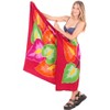 LA LEELA Women's Summer Beach Wrap Bikini Wraps Sarong Coverup Skirt Bathing suit Swimsuit Swimwear Cover Up for Women One Size Red, Floral - 4 of 4