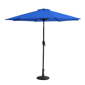 WestinTrends 9 Ft Outdoor Patio Market Table Umbrella with Decorative Round Resin Base - 1 of 3