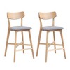 DOMETOUR Modern Wooden Bar Chairs Set of 2 Soft Upholstered Kitchen Island Chairs Counter Height Stool with Backrest for Pub Restaurant - 2 of 4