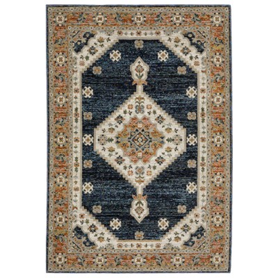 Oriental Weavers Andorra 2281E Blue/ Orange Indoor Area Rug - 5'3" x 7'3"