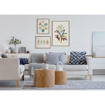 Multicolored Nautical Linen Canvas Wall Art Set with Natural Frames