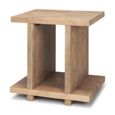 HomeRoots 22" Brown Solid Wood Sled End Table With Shelf