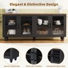 63.00"Farmhouse TV Stand with Tempered Glass Doors for TVs Up to 70", Versatile Sideboard with Adjustable Shelves, Black - 3 of 4