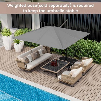 Gray 9.5FT Cantilever Offset Patio Umbrella with Aluminum Pole