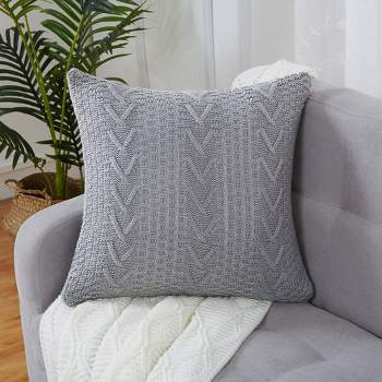 Boho Knitted Decorative Throw Pillow Covers,  18 x 18 Inches