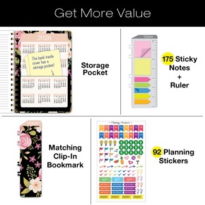 Global Printed Products Hardcover CY 2025 Fashion Planner - 5.5"x8" (Black Floral Pink) - 1 of 4