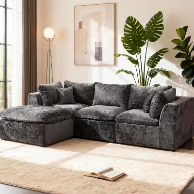 4-8 Seater Modular Cloud Sectional Sofa, U-Shape Chenille Couch, Deep Memory Foam Couch, No Assembly Required