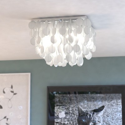 Elsa 16" Satin Nickel and Glass Flush Mount Ceiling Light