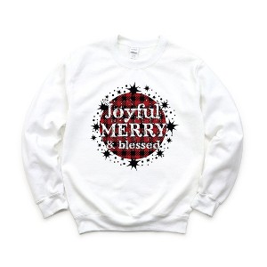 Simply Sage Market Women's Graphic Sweatshirt Joyful Merry and Blessed - 1 of 2