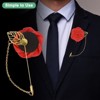 Unique Bargains Wedding Rose Men Suit Boutonnieres Lapel Pin with Gold Leaf Brooch 6 Pcs - 4 of 4