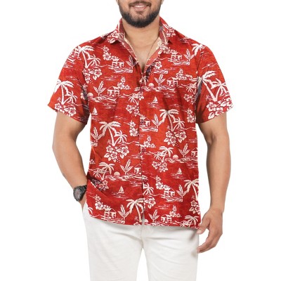 LA LEELA Men's Hawaiian Shirt Luau Vacation Summer