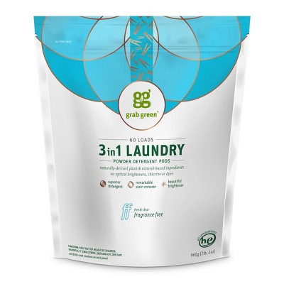 Grab Green 3 in 1 Laundry Detergent Pods, Fragrance Free