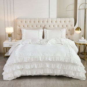 Waterfall Ruffle Comforter Set – 3-Piece Shabby Chic Farmhouse Bedding with Multi-Layer Ruffles, Soft Lightweight Quilt - 1 of 4