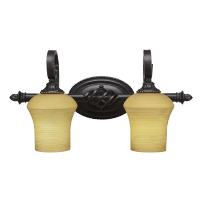 Toltec Lighting Elegante 2 - Light Vanity in  Dark Granite with 5.5" Zilo Cayenne Linen  Shade