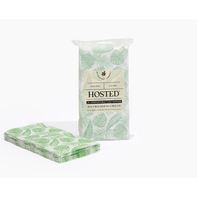 Hosted 2 Ply Printed Compostable Dinner Napkins - 20ct