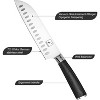 imarku Santoku Knife 7 inch Kitchen Knife Ultra Sharp Asian Knife, German HC Stainless Steel 7Cr17Mov, Ergonomic Pakkawood Handle, Black - 2 of 4