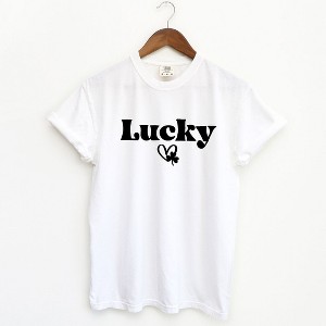 Simply Sage Market Women's Lucky With Heart And Clover Short Sleeve Garment Dyed Tee - 1 of 4