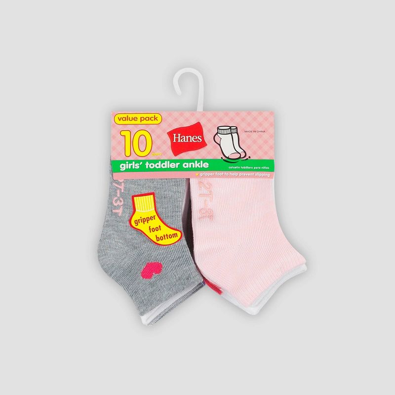 Hanes Toddler Girls' 10pk Athletic Ankle Socks - Colors May Vary, 3 of 7