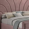 Acme Furniture 90" Queen Bed Salonia Bed Pink Velvet : Chrome Frame, Wingback Design, Faux Leather Upholstery - 3 of 4