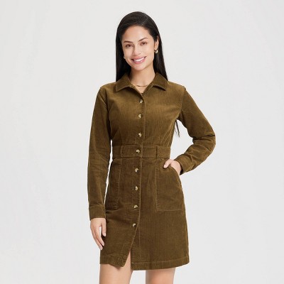 Women's Long Sleeve Corduroy Mini Shirtdress - Universal Thread™