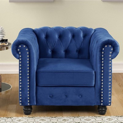 Linen Chesterfield Chair for Living Room-Morden Fort
