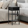 Tall Nightstand - Bedside Table with Drawer and Shelves, End Table, Telephone Table, Tall Side Table for Bedroom - 3 of 4