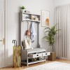 Hall Tree,3-In-1 Entryway Hall Tree With Drawers And Coat Racks,Hall Tree With Bench,Hall Tree With Top Storage Shelf For Hallway-Cuddlewood - 3 of 4