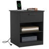 Resenkos Wood Nightstand With Charging Station, Bedside Table With Wood Drawers And Open Shelf, Night Stand With Storage For Bedroom, - 4 of 4