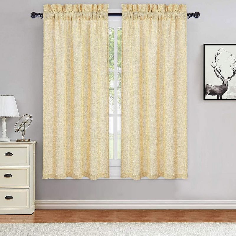 Faux Linen Textured Vintage Design Farmhouse Solid Curtains, 1 of 6