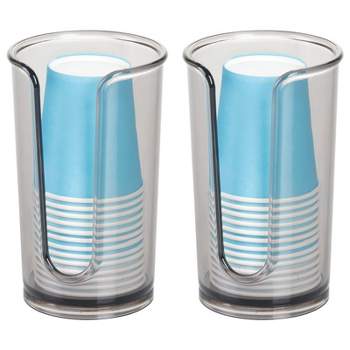 mDesign Small Plastic Disposable Paper Rinsing Cup Dispenser, 2 Pack