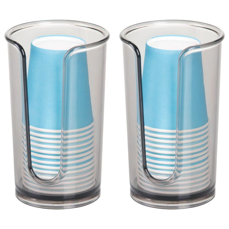 mDesign Small Plastic Disposable Paper Rinsing Cup Dispenser, 2 Pack, 1 of 7