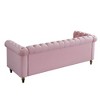 84.65" Chesterfield Velvet Sofa with Gold Trim & HD Foam - 3 of 4