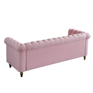 84.65" Chesterfield Velvet Sofa, Gold Trim Tufted Couch with High-Density Foam, 750lb Capacity Solid Pine Frame - 1 of 4
