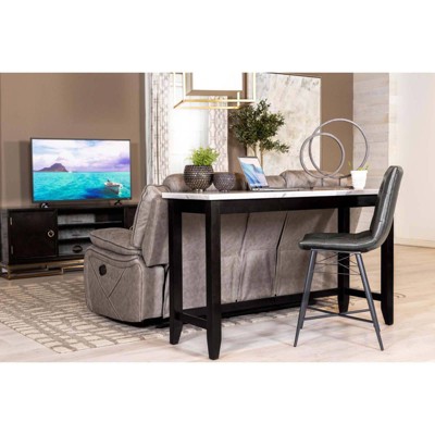 Toby Rectangular Black and White Marble Top Counter Height Table