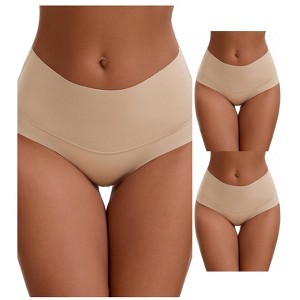 INSPIRE CHIC Women's High Waist Tummy Control Full Coverage Briefs Breathable Panties 3 Packs - 1 of 4