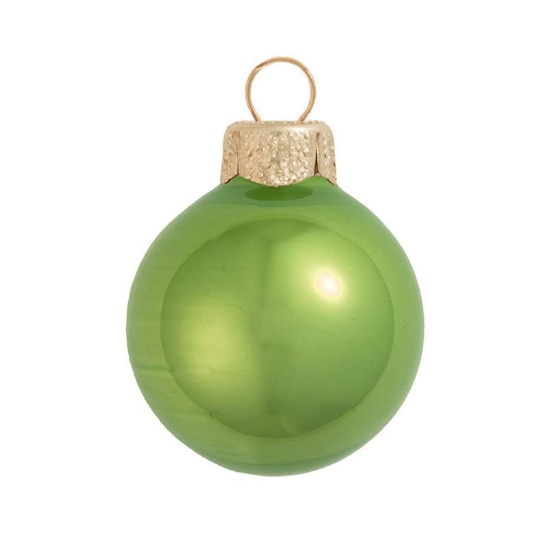 Northlight 6ct Green Pearl Finish Glass Christmas Ball Ornaments 4" (100mm), 1 of 3