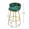 Kumasinova Counter Height Bar Stools Set of 2, Swivel Bar Stools with Golden Metal Frame & Hand-Woven Backrest, Upholstered Kitchen Chairs for Island - 4 of 4